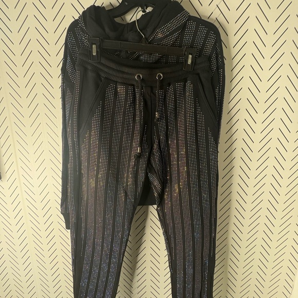 KUHRIZMUH Rhinestone Embellished Jogger Set - Picture 7 of 7